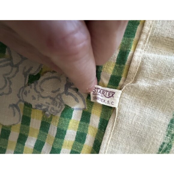 Vintage STARTEX Kitchen Towel MCM Whimsical Housewife Green Yellow Checker - Picture 8 of 8
